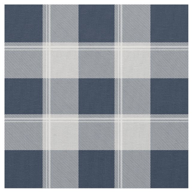 Navy Blue and Grey Lumberjack Plaid Fabric (Close Up)