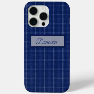 Navy Blue And Grey Plaid Case-Mate iPhone 15 Case