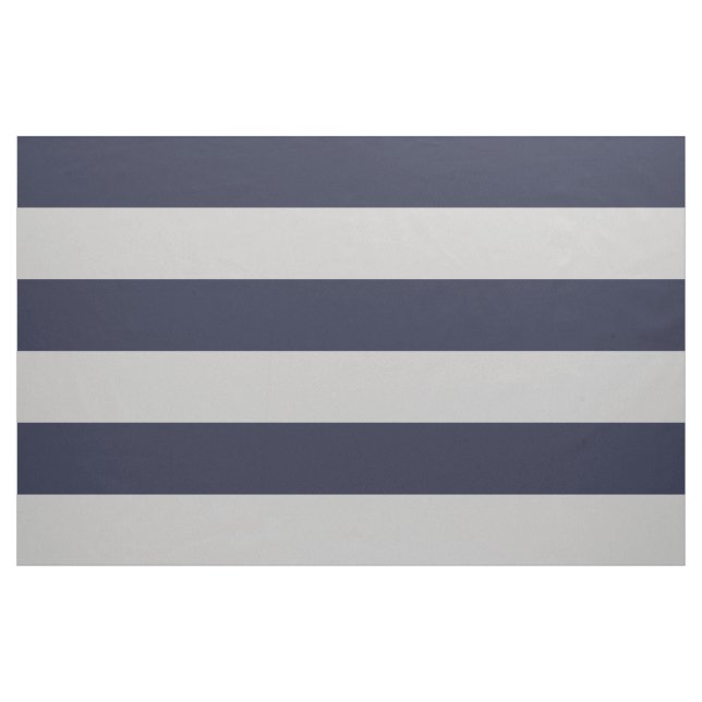 Navy Blue and Grey Wide Stripes Large Scale Fabric (Yard)