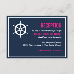 Navy Blue and Hot Pink Nautical Reception Enclosure Card