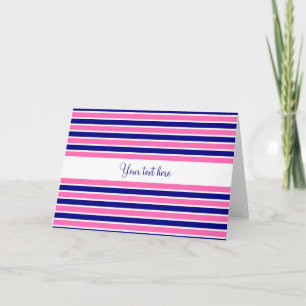 Navy Blue and Hot Pink Stripes Pattern Card