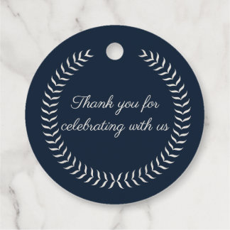 Navy Blue and Ivory Elegant Monogram Wedding Favor Favour Tags