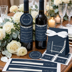 Navy Blue and Ivory Elegant Ornamental Wedding Favour Box