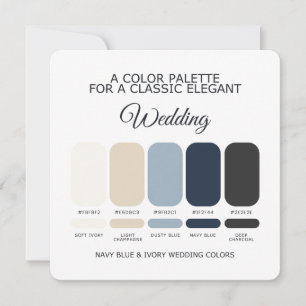 Navy Blue and Ivory Wedding Colour Palette Card