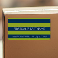 Navy Blue and Lime Green Rugby Stripes Custom Name