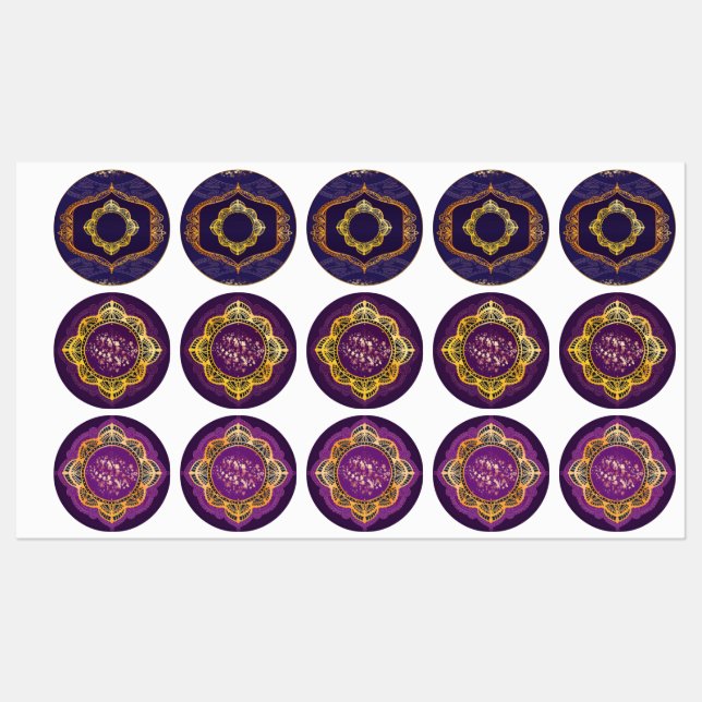 Navy Blue and or Violet with Gold Mandalas (Sheet)