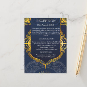 Navy Blue and or Violet with Gold Mandalas Announcement Postcard