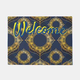 Navy Blue and or Violet with Gold Mandalas Doormat