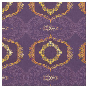 Navy Blue and or Violet with Gold Mandalas Fabric