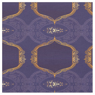 Navy Blue and or Violet with Gold Mandalas Fabric