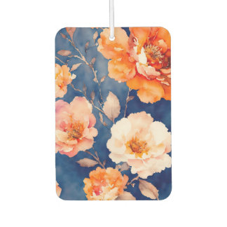 Navy Blue and Orange Floral Car Air Freshener