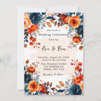 Navy Blue and Orange Peony Wedding