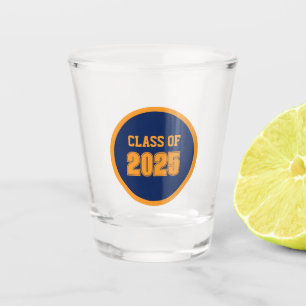 Navy Blue and Orange School Colors Class Year Shot Glass