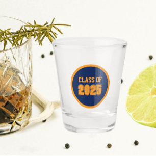 Navy Blue and Orange School Colours Class Year Shot Glass