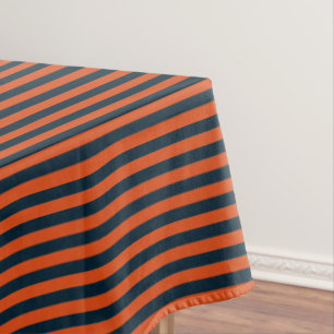 Navy Blue and Orange Stripe Tablecloth