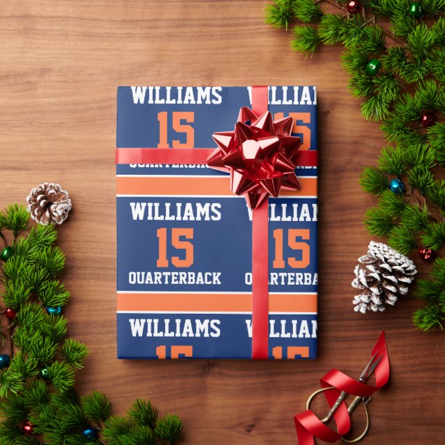 Navy Blue and Orange Wrapping Paper (Holiday Gift)