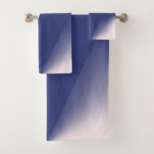 Navy Blue and Pink Diagonal Color Block Ombre Bath Towel Set
