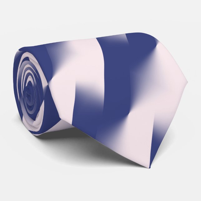 Navy Blue and Pink Diagonal Colour Block Ombre Zig Tie (Rolled)