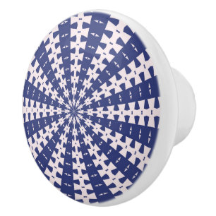 Navy Blue and Pink Dovetail Kaleidoscope Ceramic Knob