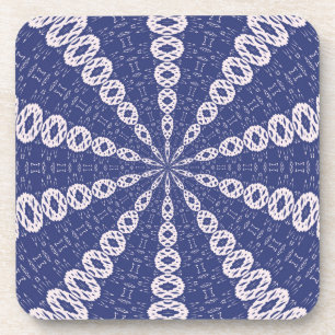 Navy Blue and Pink Mitochondria Kaleidoscope Coaster
