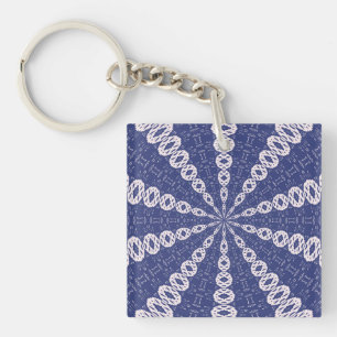 Navy Blue and Pink Mitochondria Kaleidoscope Key Ring