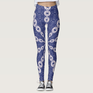 Navy Blue and Pink Mitochondria Kaleidoscope Leggings