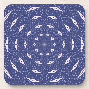Navy Blue and Pink Mitochondria Mandala Coaster