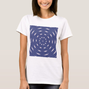 Navy Blue and Pink Mitochondria Mandala T-Shirt