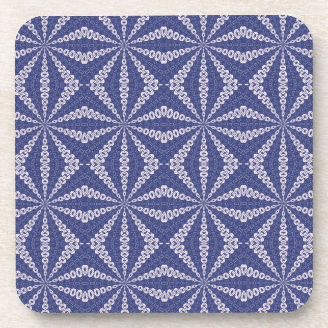 Navy Blue and Pink Origami Fortune Teller Pattern Coaster (Front)