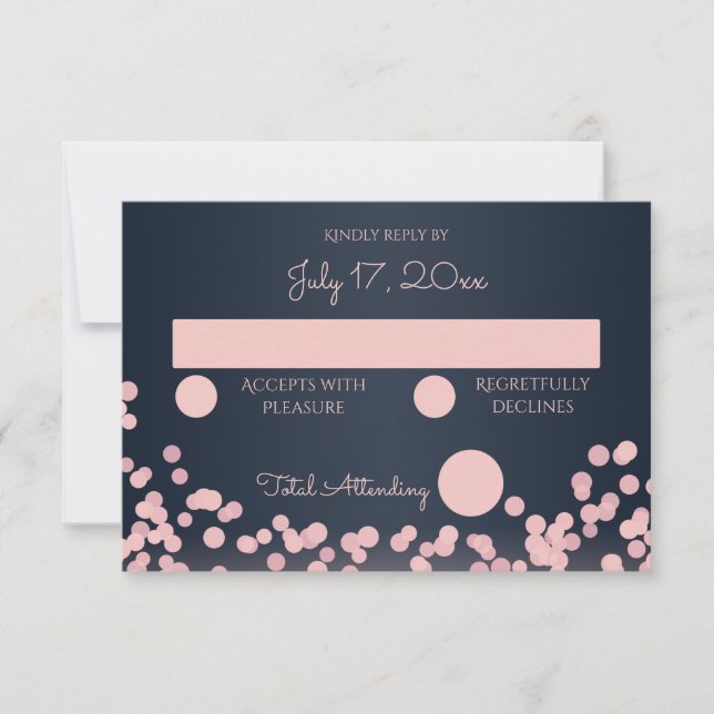 Navy Blue and Pink Sparkle Wedding Response (Front)