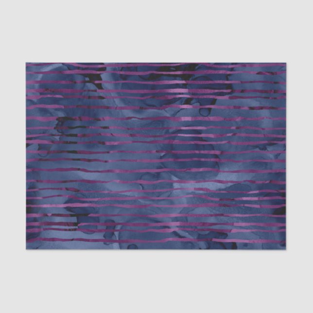 Navy Blue and Purple Striped Pattern Tissue Paper (Front)