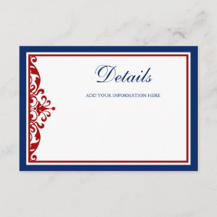 Navy Blue and Red Flourish Enclosure Card