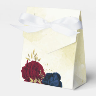  navy blue and red flowers greenery wedding favour box