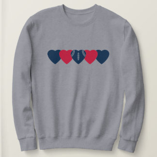 Navy Blue and Red Heart Football Dark Sweatshirt