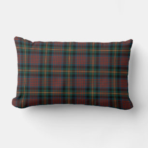 Navy Blue and Red MacLennan Clan Scottish Plaid Lumbar Cushion