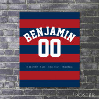 Navy Blue and Red Rugby Stripes Name Number