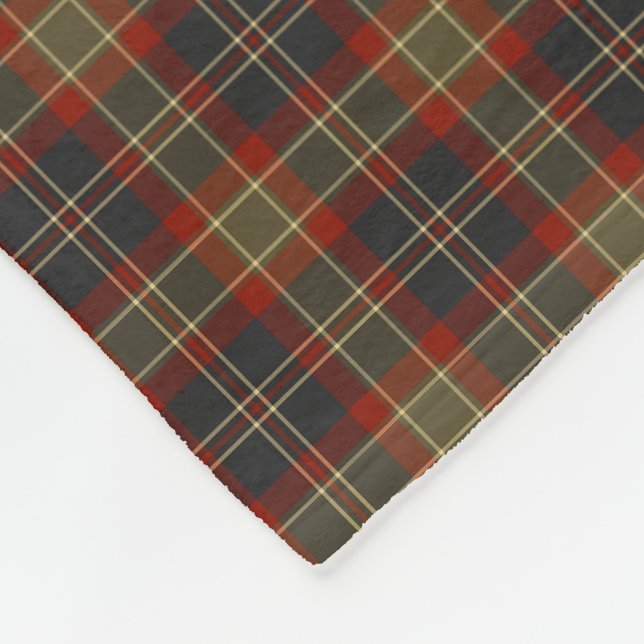 Navy Blue and Red Rustic Plaid Pattern Fleece Blanket (Corner)