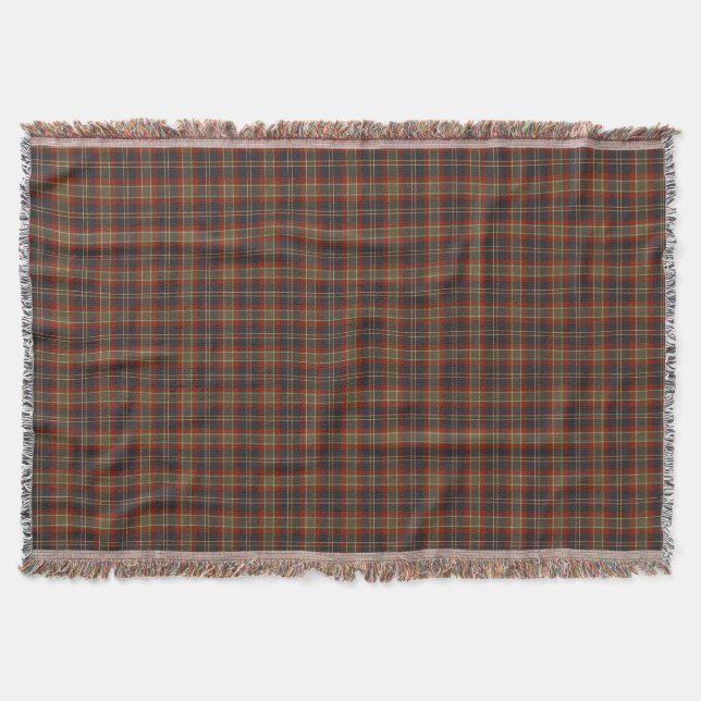 Navy Blue and Red Rustic Plaid Pattern Throw Blanket (Front)
