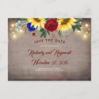 Navy Blue and Red - Sunflowers Fall Save the Date