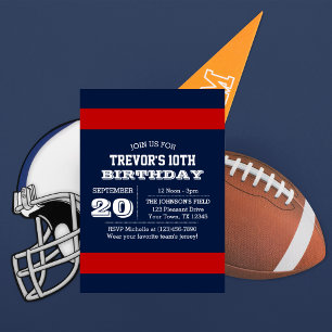 Navy Blue and Red Team Birthday Invitation