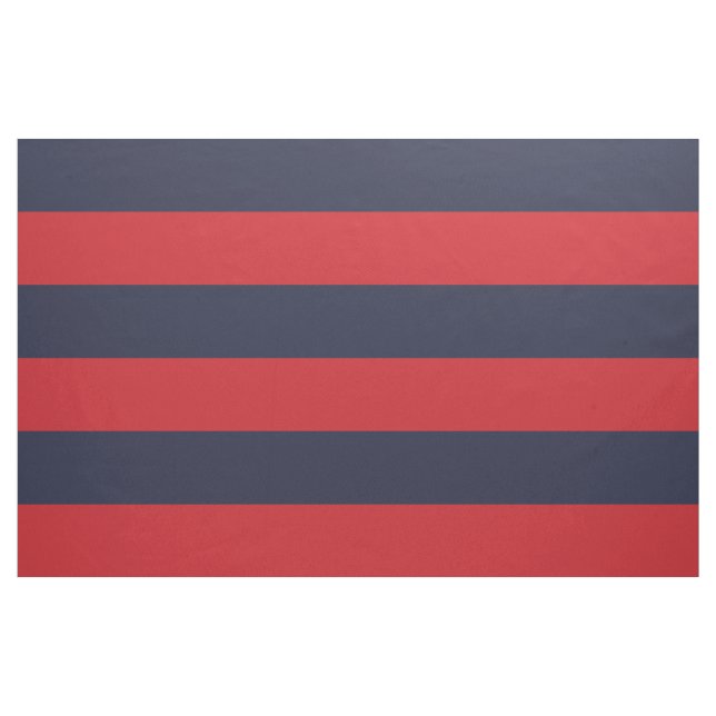 Navy Blue and Red Wide Stripes Large Scale Fabric (Yard)