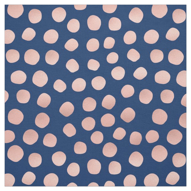 Navy Blue and Rose Gold Dot Fabric (Swatch)