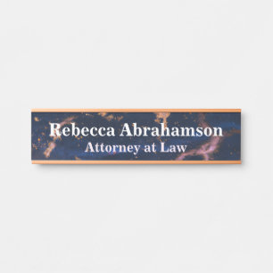 Navy Blue and Rose Gold Faux Marble Office Door Sign