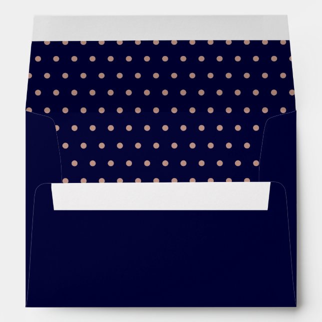 Navy Blue and Rose Gold Textured Polka Dot Pattern Envelope (Back (Bottom))