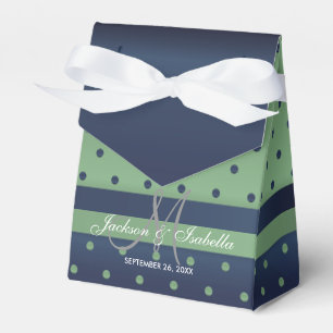 Navy Blue and Sage Green Polka Dots Favour Box