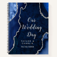 Navy Blue and Silver Agate Marble Wedding