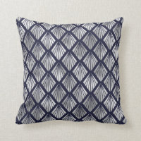 Navy Blue and Silver Art Deco Diamond Pattern