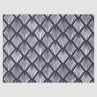 Navy Blue and Silver Art Deco Diamond Pattern