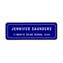 Navy Blue and Silver Border Modern Return Address