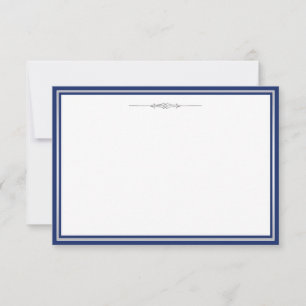 Navy Blue and Silver Damask Invitation Template